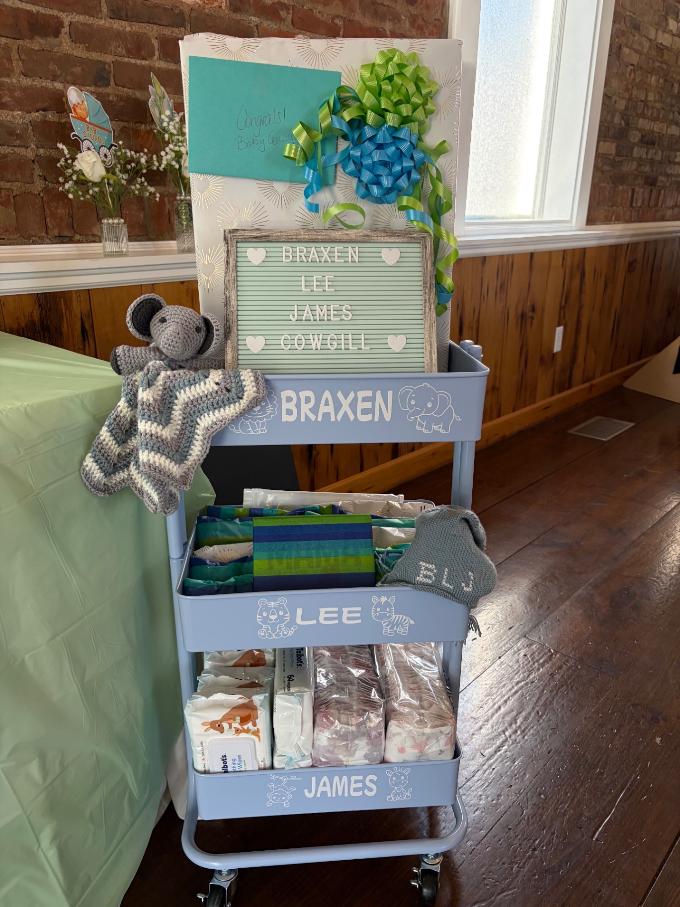 Personalized baby shower cart — Braxen Lee James